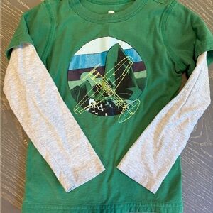 Tea Collection Green Airplane Long Sleeve Tee